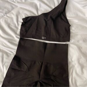 Set Active Sculptflex Power Shoulder Bra & Shorts Espresso